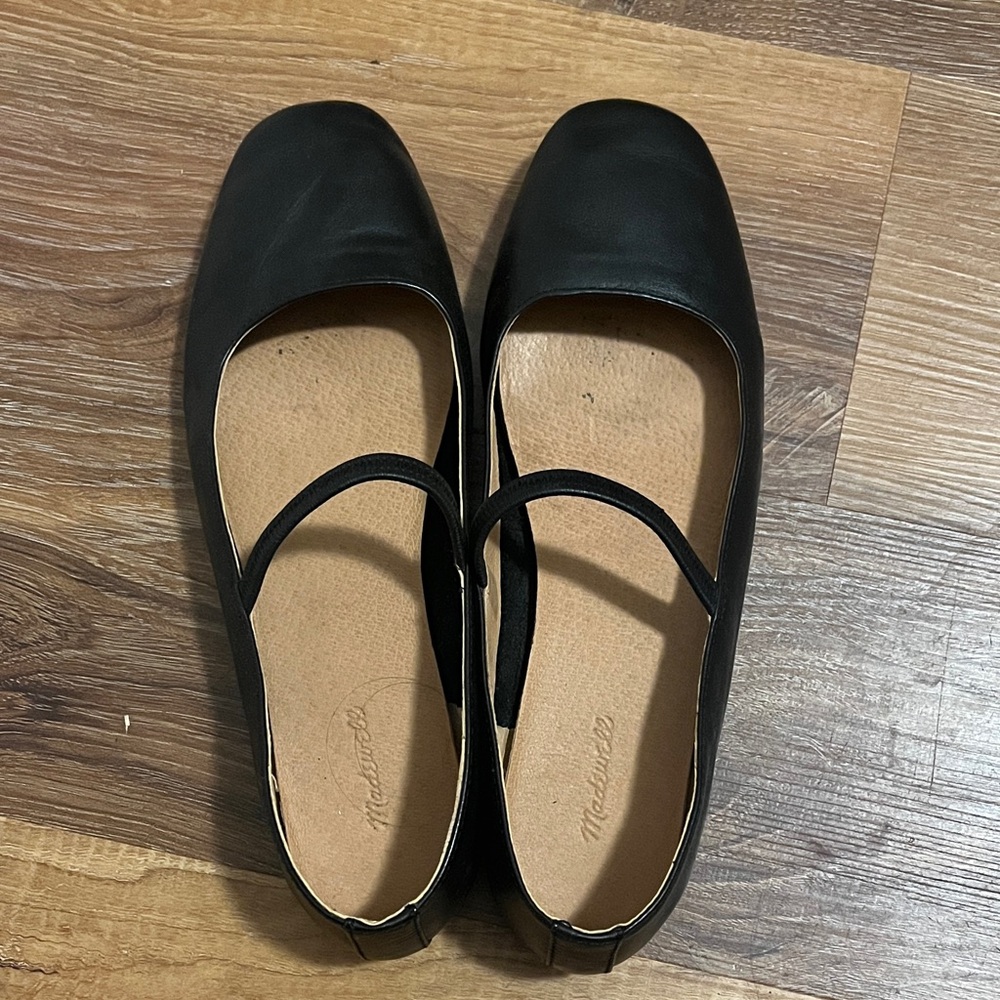 Madewell Black Leather Greta Flats